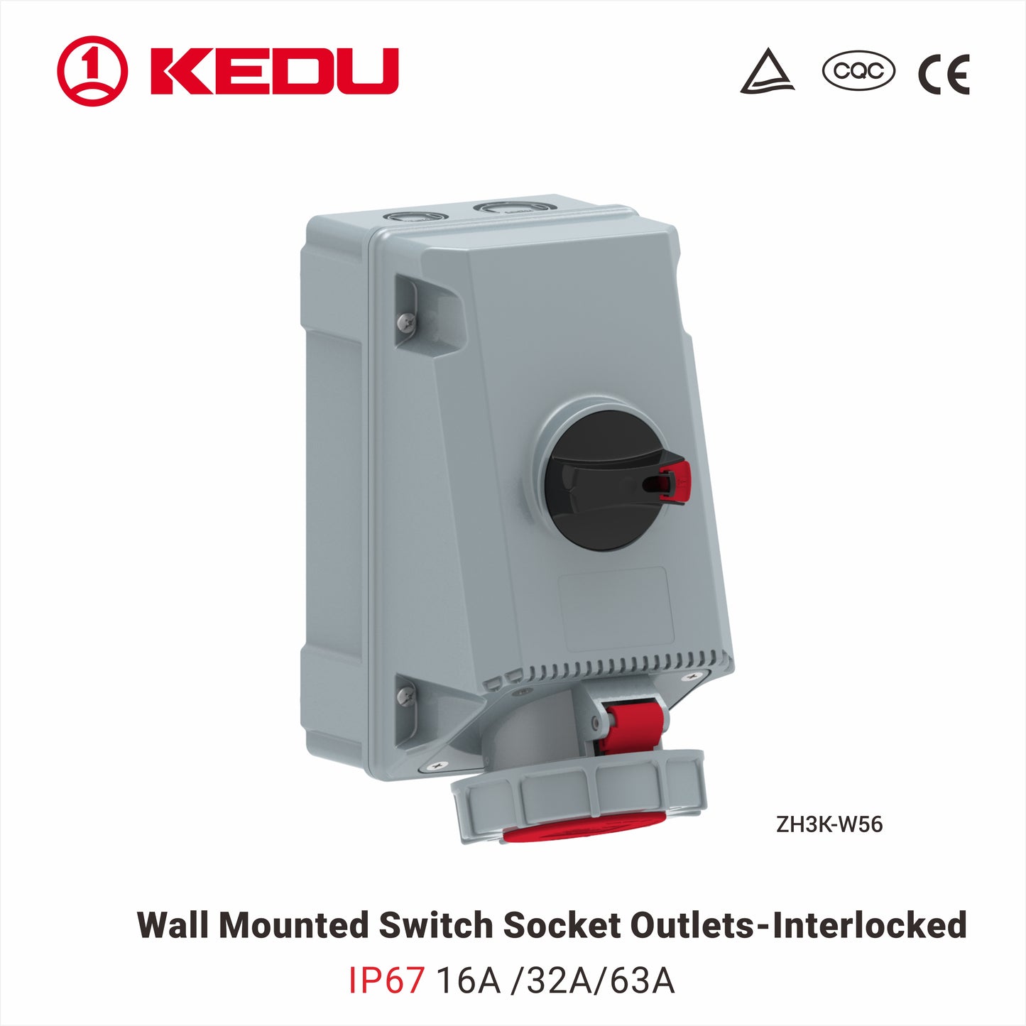 IP67 or IP44   Wall Mounted Socket Outlets  with interlocking or RCCB